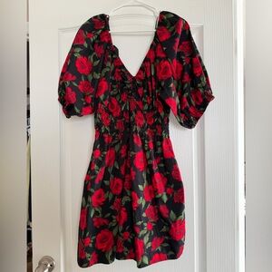 Old Navy Black and Red Floral Mini Dress